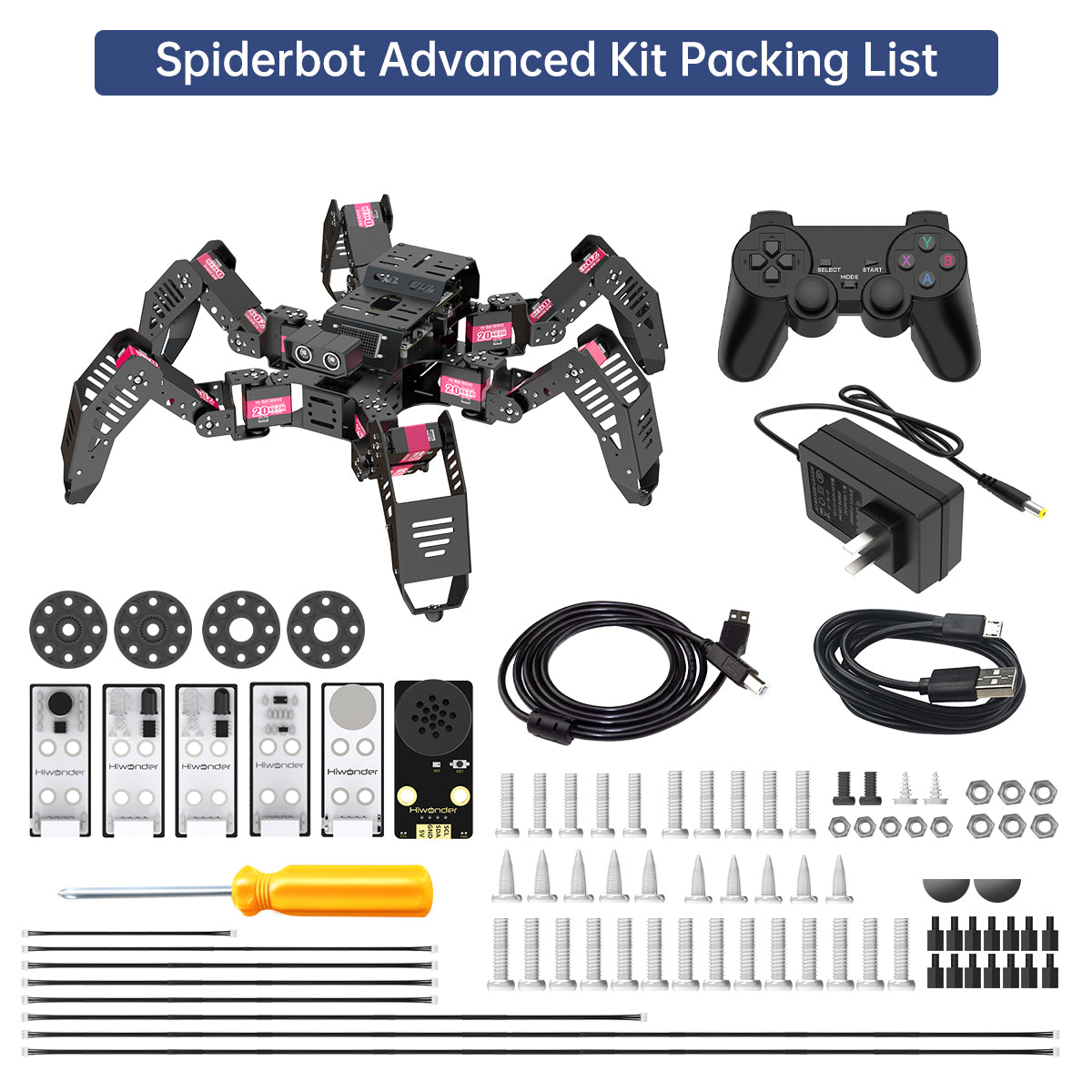 Hiwonder Spiderbot Arduino Coding Robot with AI Voice Control and Expandable Sensors Hiwonder Spiderbot Arduino Coding Robot with AI Voice Control and Expandable Sensors